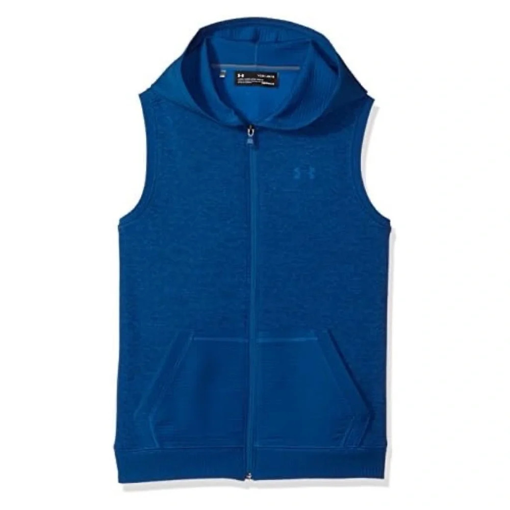 Under Armour Storm Youth Boys Hoodie Vest Full Zip Fleece in Heathered Blue M